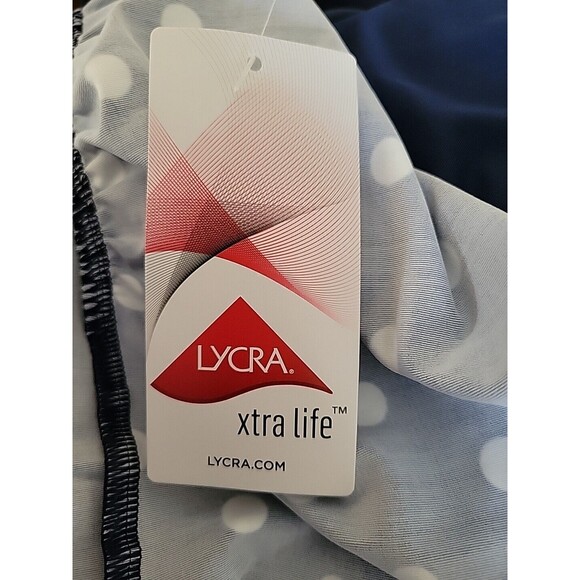 Swim Top Navy 16 DD Square Neck Underwire Polka Dots Women's Lands' End S466 - Picture 8 of 8